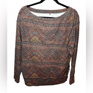 Prana Geometric Patterned Sweatshirt - Orange and Yellow Accents